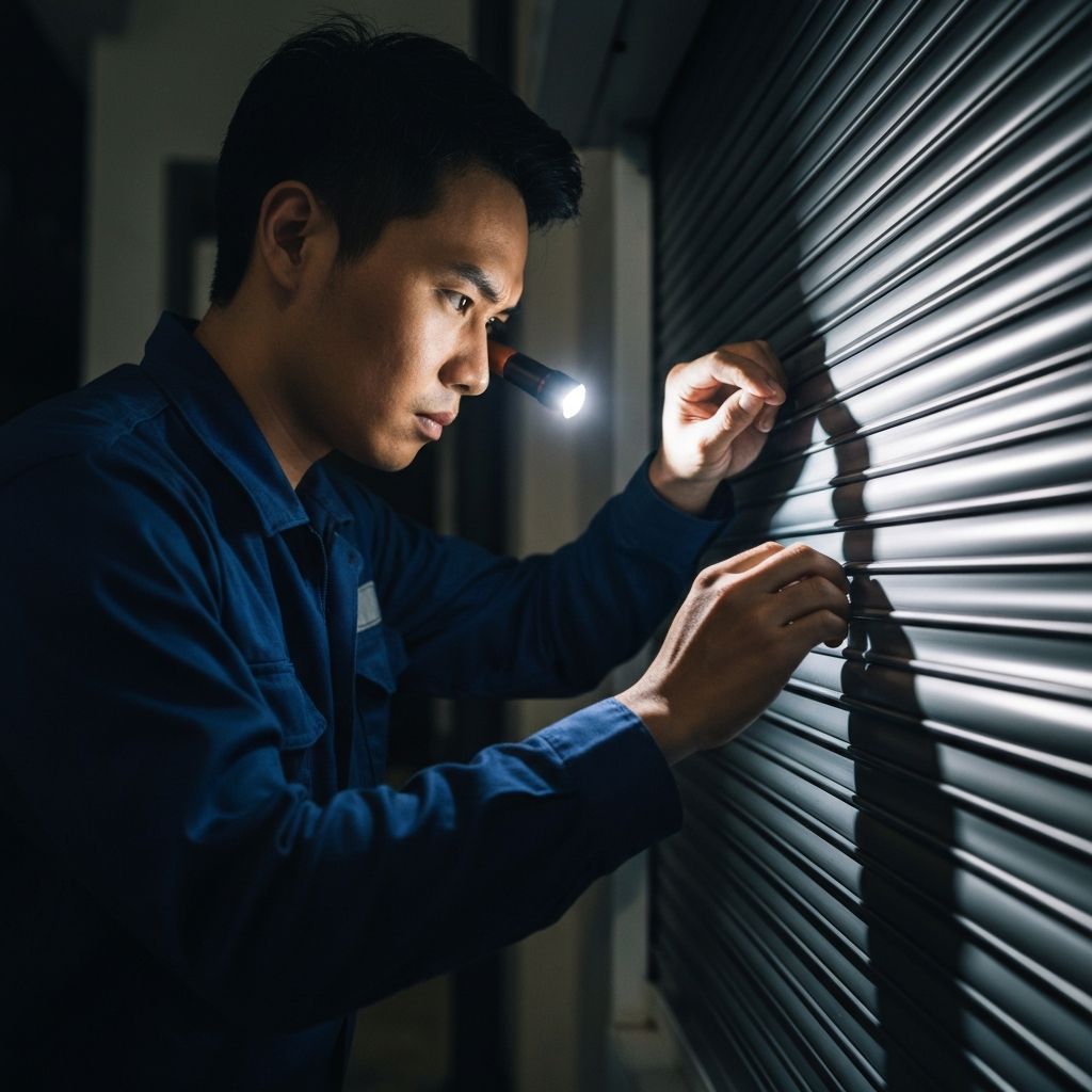 Technicien intervenant de nuit pour dépannage de volet roulant à Lyon