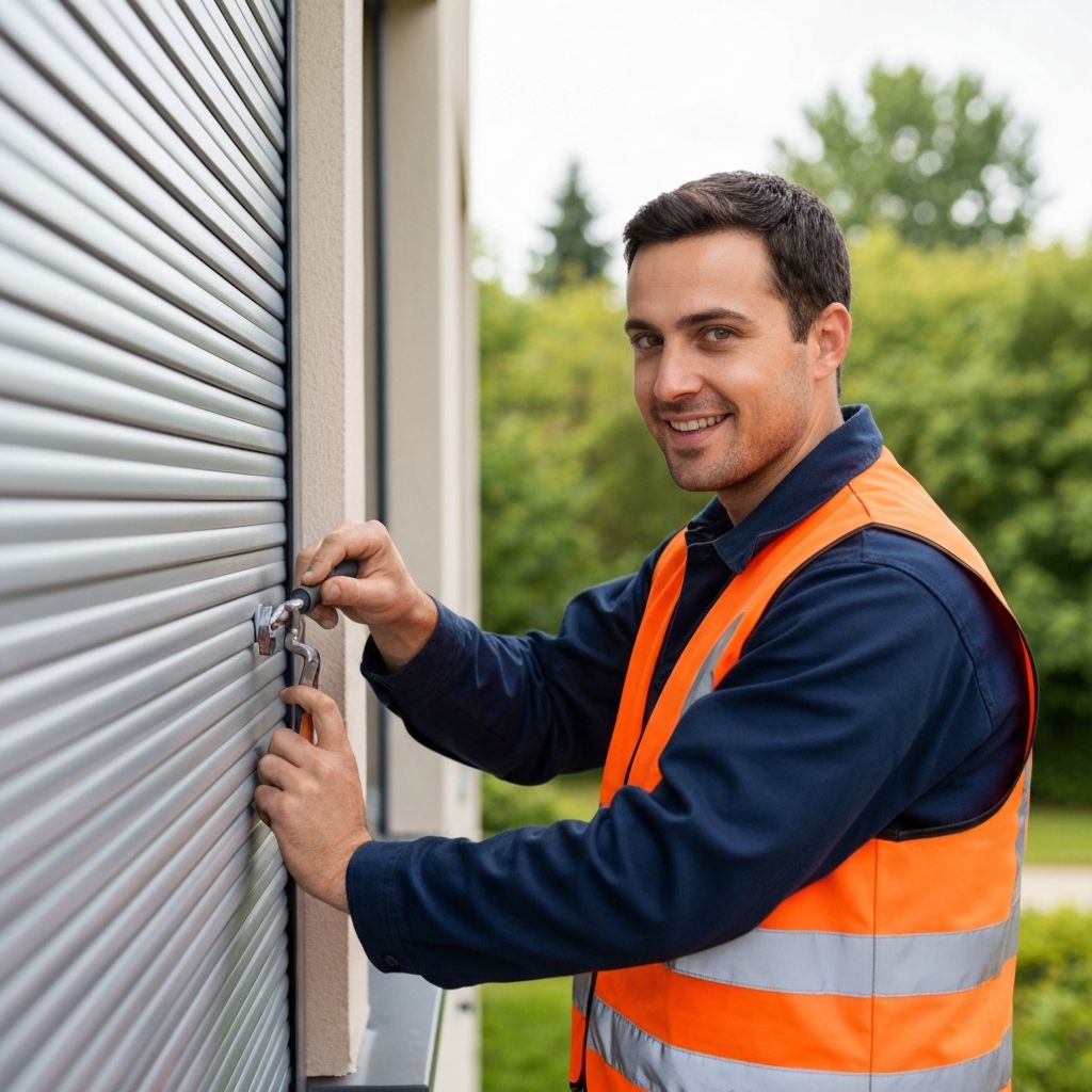 Technicien réparant un moteur de volet roulant à Lyon